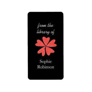 Pop of red floral personalized bookplates