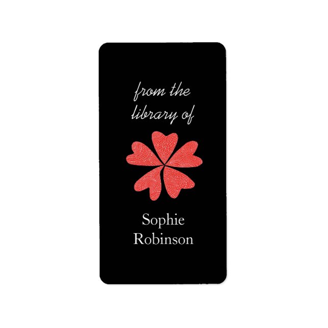 Pop of red floral personalized bookplates (Front)