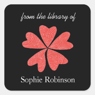 Pop of red floral personalized bookplates