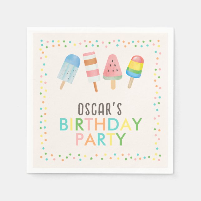 Pop on Over and Chill Ice-cream Kids Birthday Napkins (Front)