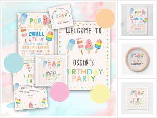 Pop on Over and Chill Ice Popsicles Kids Birthday