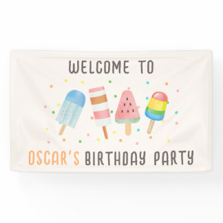 Pop on Over and Chill Icecream Kids Birthday Party Banner
