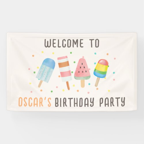 Pop on Over and Chill Icecream Kids Birthday Party Banner
