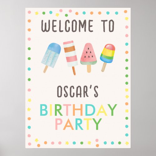 Pop on Over and Chill Icecream Kids Birthday Party Poster