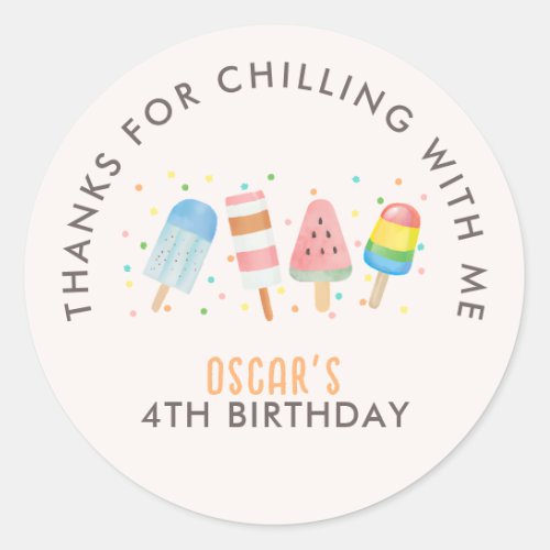 Pop on Over and Chill Icecream  Popsicle Birthday Classic Round Sticker