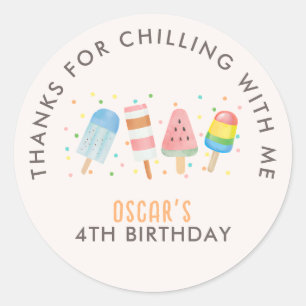 Pop on Over and Chill Icecream / Popsicle Birthday Classic Round Sticker