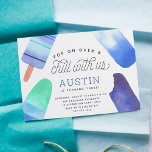 Pop On Over & Chill | Popsicle Kids Birthday Party Invitation<br><div class="desc">Adorable party invitations for your little one's summer birthday party feature four watercolor popsicle illustrations in vibrant shades of blue and green,  with "pop on over and chill with us" in whimsical script lettering. Personalize with your birthday party details beneath.</div>