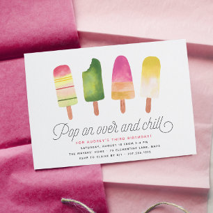 Pop On Over & Chill Popsicle Kids Birthday Party Invitation