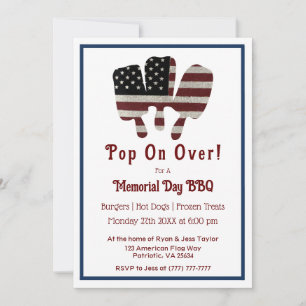 Pop On Over Memorial Day Popsicle American Flag Invitation