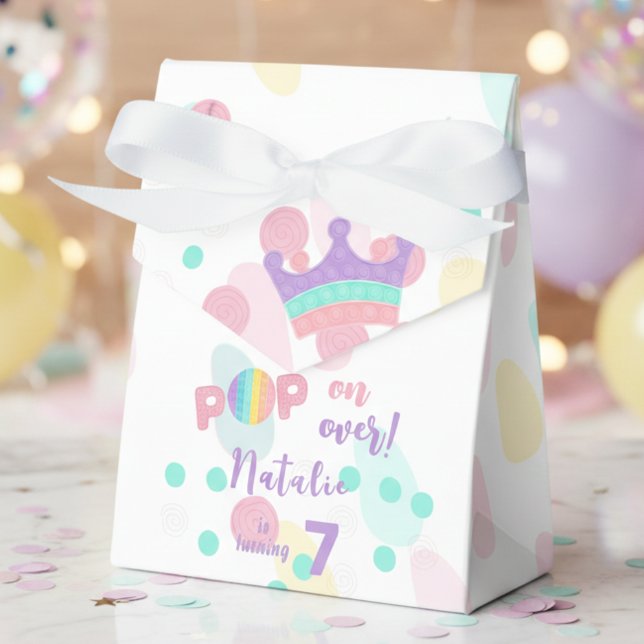 Pop on over! Pastel pop it birthday kid Favor Boxes (Creator Uploaded)