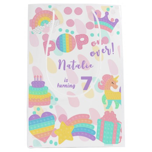 Pop on over Pastel pop it birthday kid Medium Gift Bag