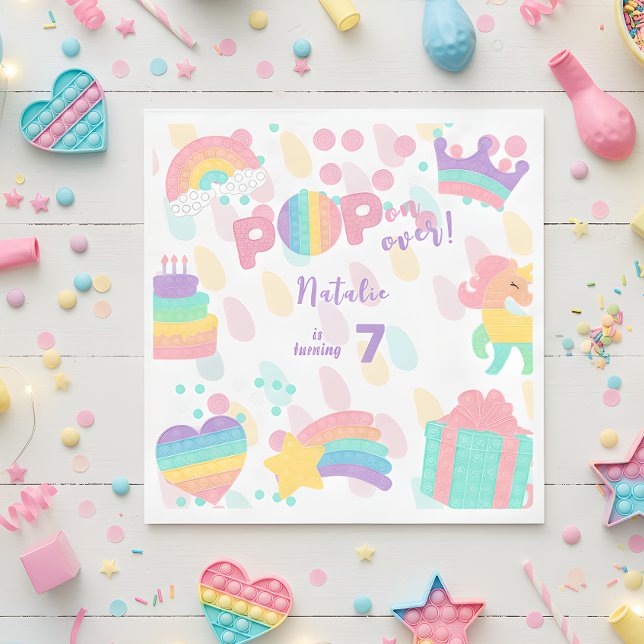 Pop on over! Pastel pop it birthday kid Napkins (Creator Uploaded)