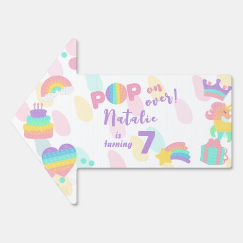 Pop on over Pastel pop it birthday kid Sign