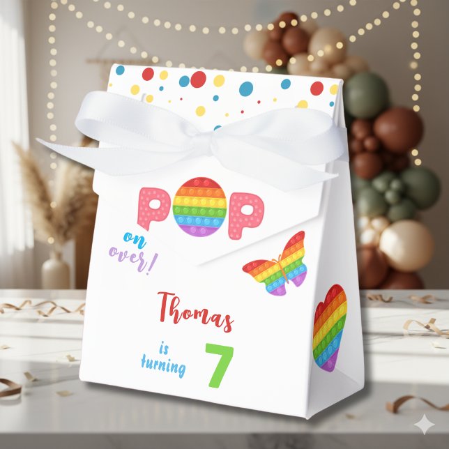 Pop on over! Pastel pop it toy birthday kid Favor Boxes (Creator Uploaded)