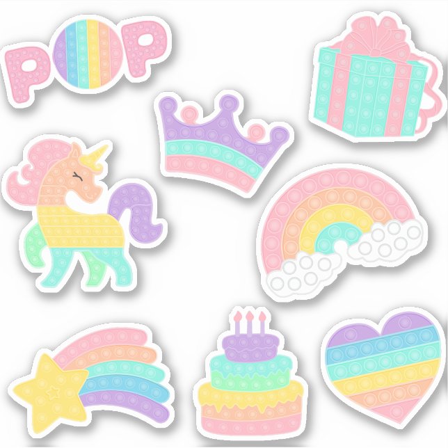 Pop on over! pop it kid for girl sticker pack (Front)