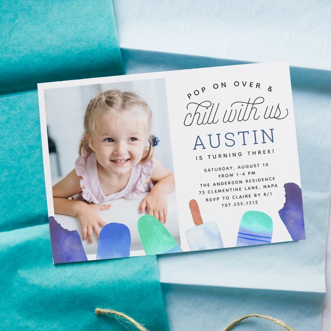 Pop On Over | Popsicle Kids Birthday Party Photo Invitation (Creator Uploaded)