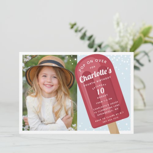 Pop On Over  Popsicle Summer Kids Birthday Party Invitation