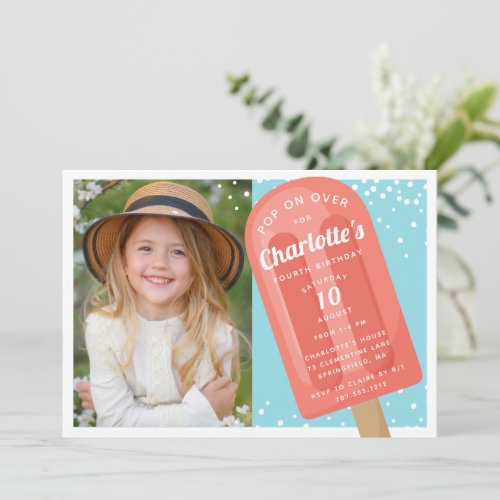 Pop On Over  Popsicle Summer Kids Birthday Party Invitation
