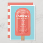 Pop On Over | Popsicle Summer Kids Birthday Party Invitation<br><div class="desc">Chill out with these cute popsicle themed party invitations for your little one's summer birthday party. Fun summer design features a coral popsicle illustration on a turquoise blue background. Personalize with your party details in white retro style lettering.</div>