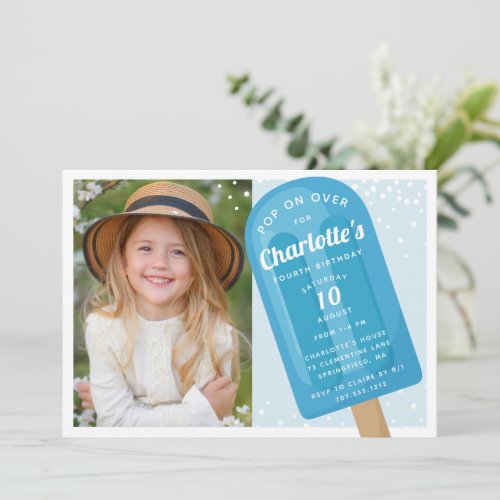 Pop On Over  Popsicle Summer Kids Birthday Party Invitation