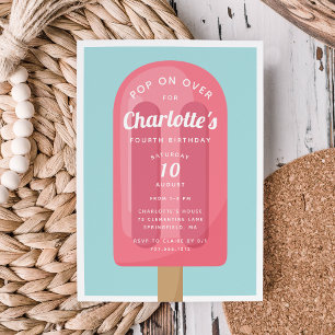 Pop On Over Popsicle Summer Kids Birthday Party Invitation