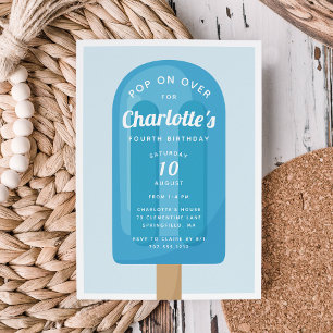 Pop On Over Popsicle Summer Kids Birthday Party Invitation