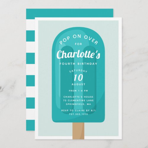 Pop On Over  Popsicle Summer Kids Birthday Party Invitation