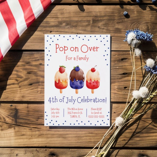 Pop on Over! Popsicle Themed Fourth of July Party Invitation (Creator Uploaded)