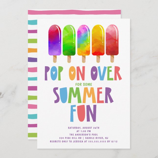 Pop On Over Popsicles SummerParty Invitation (Front/Back)