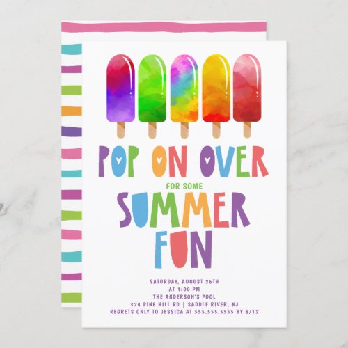 Pop On Over Popsicles SummerParty Invitation