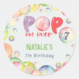 Pop on over! Soap bubbles birthday kid Classic Round Sticker