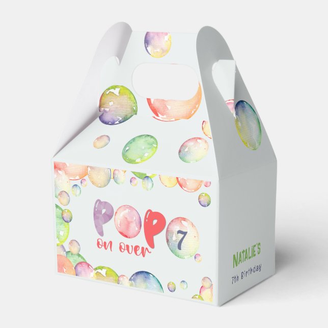 Pop on over! Soap bubbles birthday kid Favor Boxes (Front Side)
