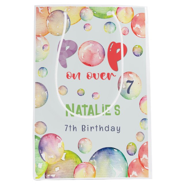 Pop on over! Soap bubbles birthday kid Medium Gift Bag (Front)