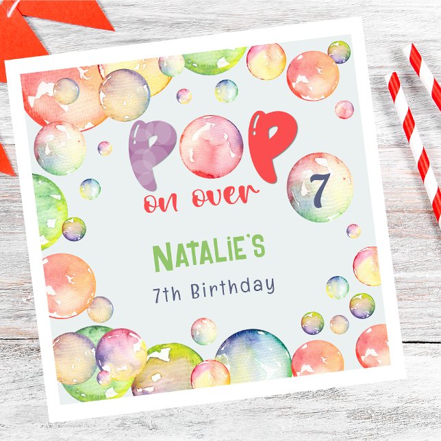Pop on over! Soap bubbles birthday kid Napkins (Creator Uploaded)