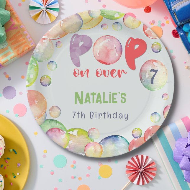 Pop on over! Soap bubbles birthday kid Paper Plates (Creator Uploaded)