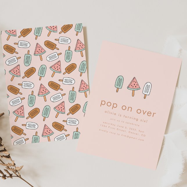 Pop on Over Summer Popsicle Birthday Party Invite (Creator Uploaded)