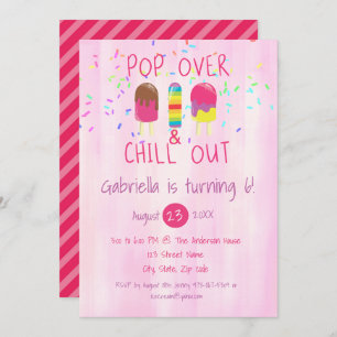 Pop Over & Chill Out Ice Pop Birthday Invitation