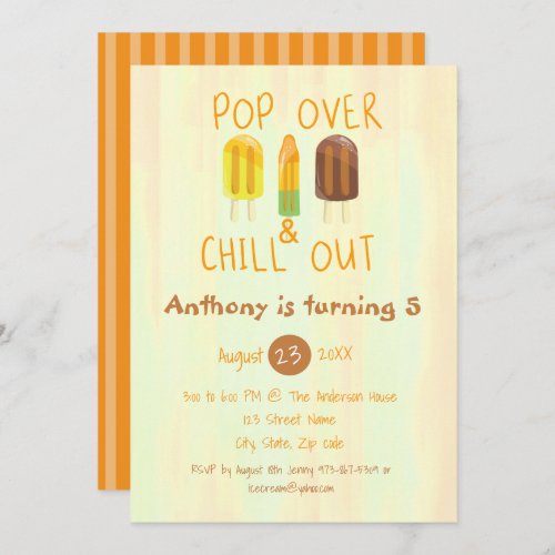 Pop Over  Chill Out Ice Pop Birthday Invitation