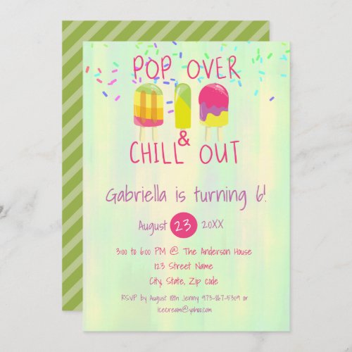 Pop Over  Chill Out Ice Pop Birthday Invitation