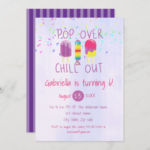 Pop Over & Chill Out Ice Pop Birthday Invitation