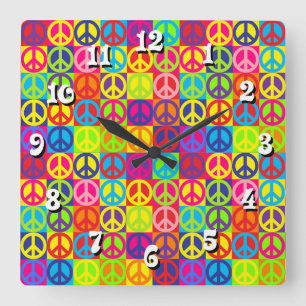 Pop Peace Square Wall Clock