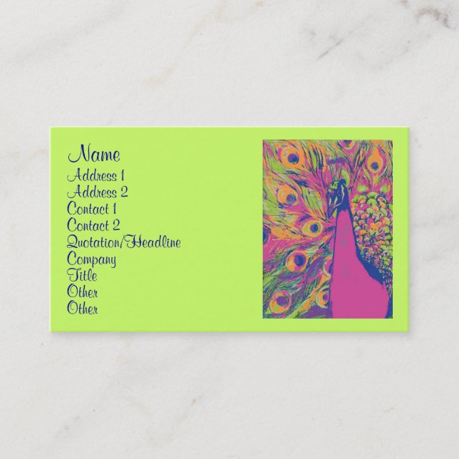 Pop Peacock Business Card (Front)