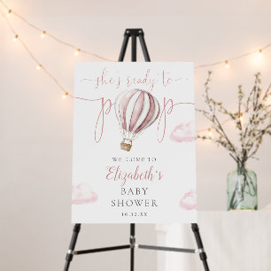 Pop Pink Balloon Baby Shower Welcome Sign