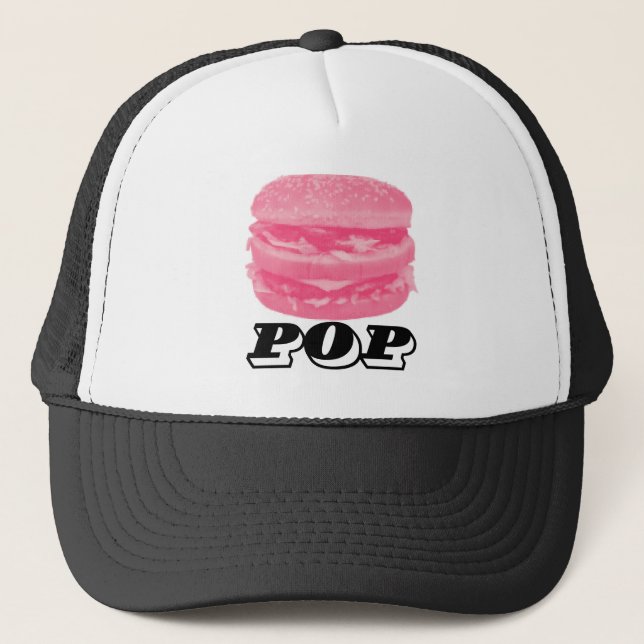 Pop Pink Burger Trucker Hat (Front)
