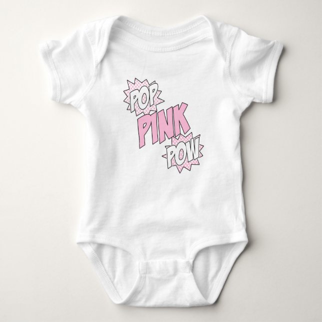 Pop Pink Pow - Baby Jersey Bodysuit (White) (Front)