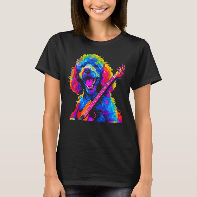 Pop Poodle Dog Guitar T-Shirt (Front)