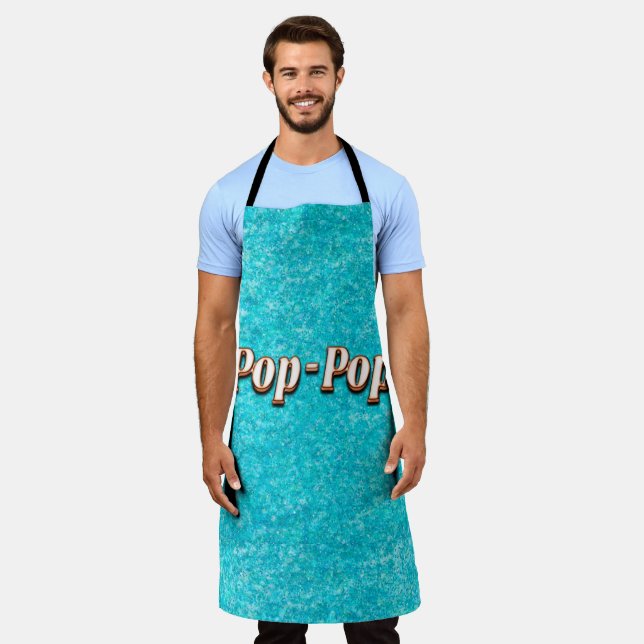 Pop-Pop 3D Name Personalized Dad Grandpa Apron (Worn)