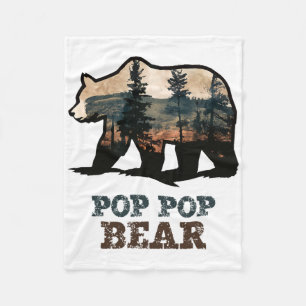 Pop-pop Bear Vintage Retro Funny Poppop Grandpa Fleece Blanket