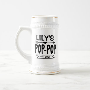 Pop Pop Beer Stein with Grandchild's Name & Year