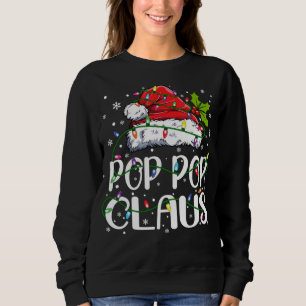 Pop Pop Claus Christmas Lights Pajama Family Match Sweatshirt